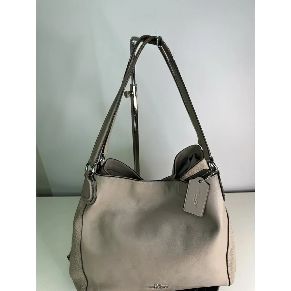Coach Edie Shoulder Bag Gray/Taupe w/ Wallet (Coach F12034)